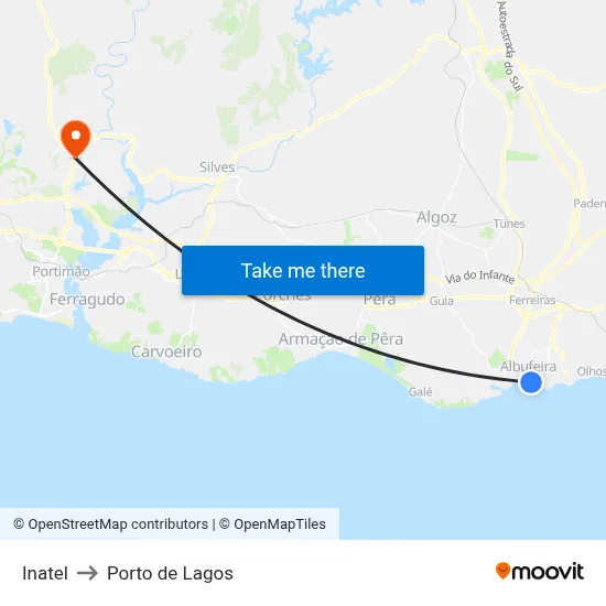 Inatel to Porto de Lagos map