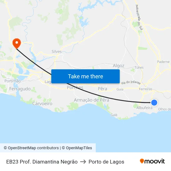 EB23 Prof. Diamantina Negrão to Porto de Lagos map