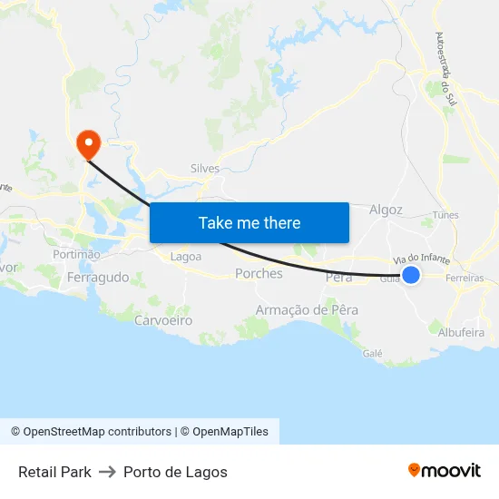 Retail Park to Porto de Lagos map