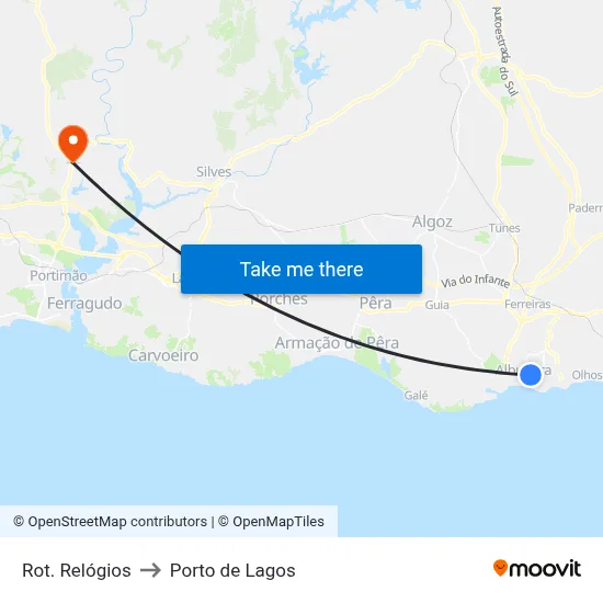 Rot. Relógios to Porto de Lagos map