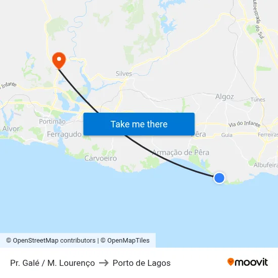 Pr. Galé / M. Lourenço to Porto de Lagos map