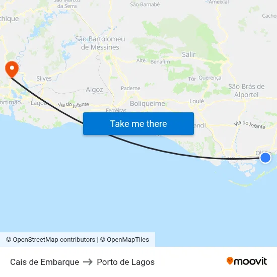 Cais de Embarque to Porto de Lagos map