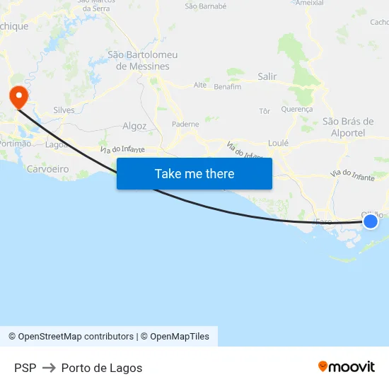 PSP to Porto de Lagos map
