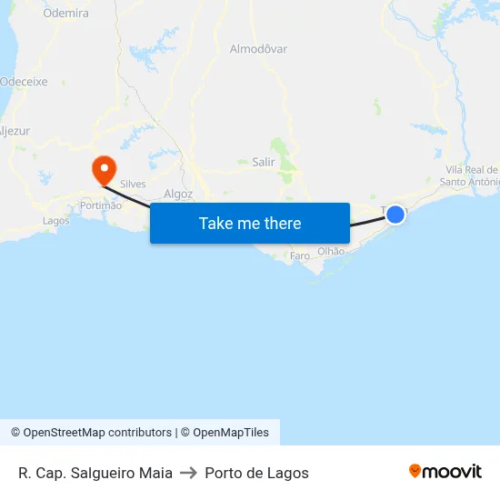 R. Cap. Salgueiro Maia to Porto de Lagos map