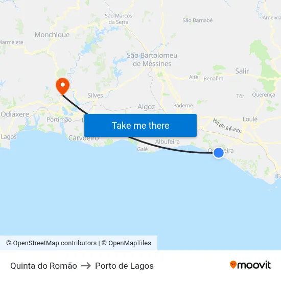 Quinta do Romão to Porto de Lagos map