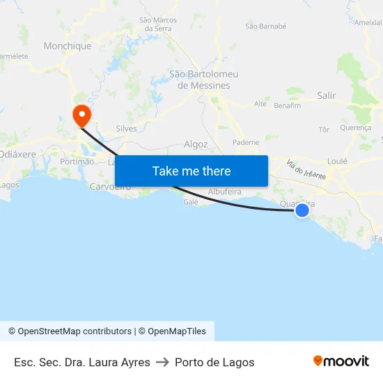 Esc. Sec. Dra. Laura Ayres to Porto de Lagos map