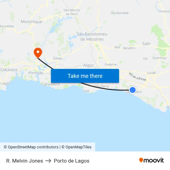 R. Melvin Jones to Porto de Lagos map