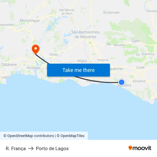 R. França to Porto de Lagos map