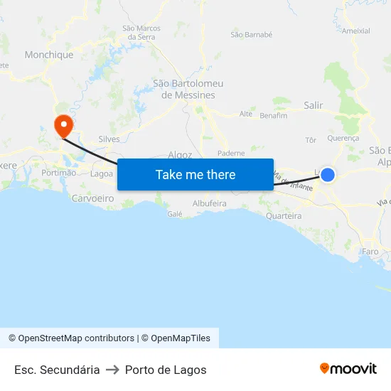 Esc. Secundária to Porto de Lagos map