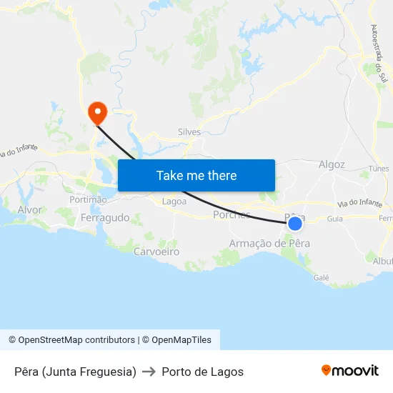 Pêra (Junta Freguesia) to Porto de Lagos map