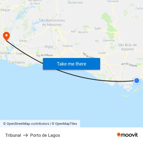Tribunal to Porto de Lagos map