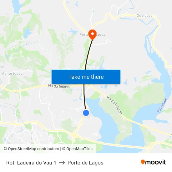 Rot. Ladeira do Vau 1 to Porto de Lagos map