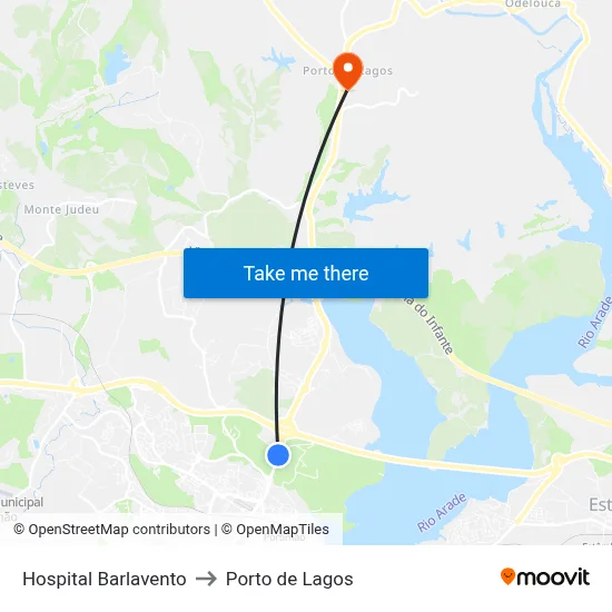 Hospital Barlavento to Porto de Lagos map
