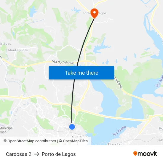 Cardosas 2 to Porto de Lagos map