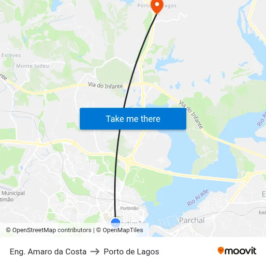 Eng. Amaro da Costa to Porto de Lagos map