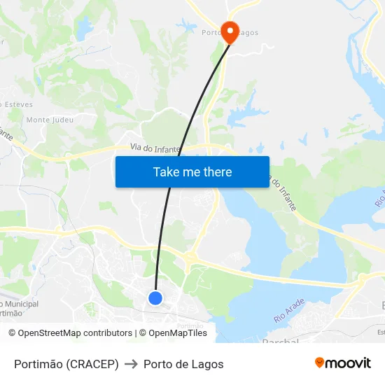 Portimão (CRACEP) to Porto de Lagos map
