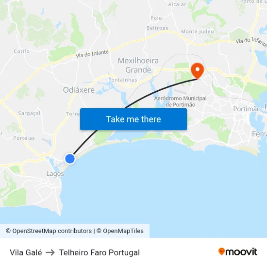 Vila Galé to Telheiro Faro Portugal map