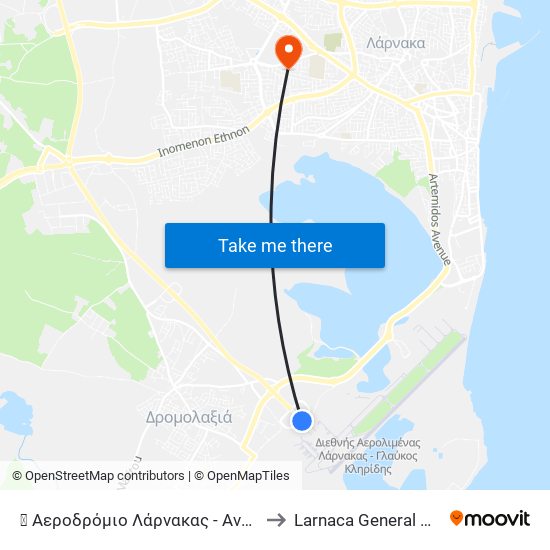 ✈ Αεροδρόμιο Λάρνακας - Αναχωρήσεις to Larnaca General Hospital map