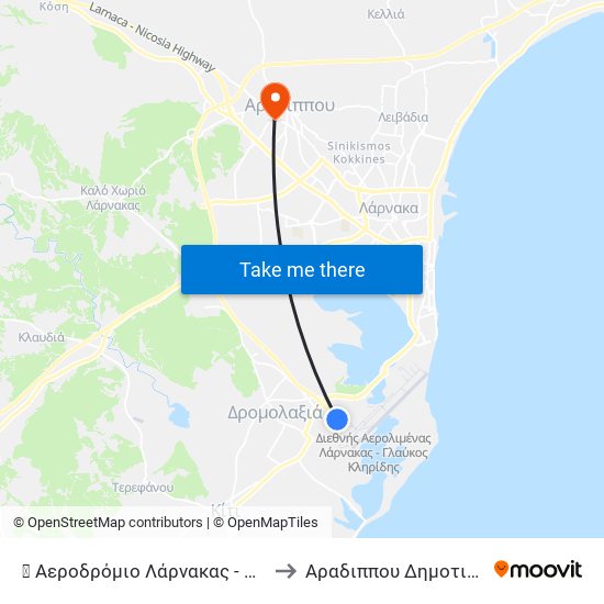 ✈ Αεροδρόμιο Λάρνακας - Αναχωρήσεις to Αραδιππου Δημοτικο Σταδιο map