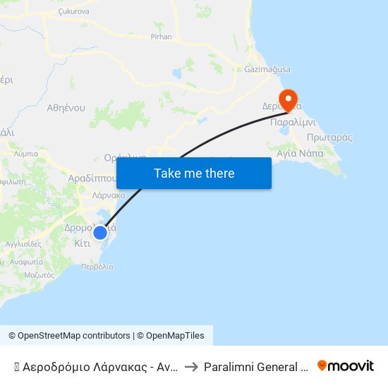 ✈ Αεροδρόμιο Λάρνακας - Αναχωρήσεις to Paralimni General Hospital map