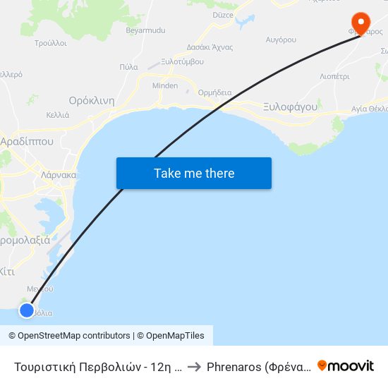 Τουριστική Περβολιών - 12η Στάση to Phrenaros (Φρέναρος) map