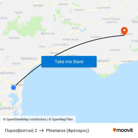Πυροσβεστική 2 to Phrenaros (Φρέναρος) map