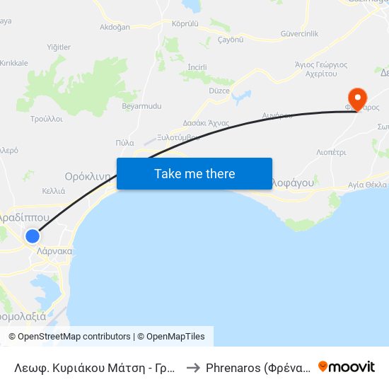 Λεωφ. Κυριάκου Μάτση - Γρανικού to Phrenaros (Φρέναρος) map