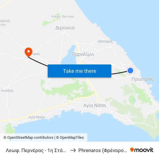 Λεωφ. Περνέρας - 1η Στάση to Phrenaros (Φρέναρος) map