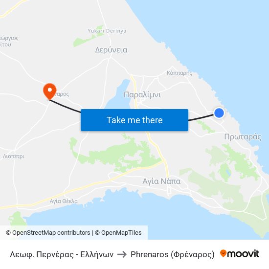 Λεωφ. Περνέρας - Ελλήνων to Phrenaros (Φρέναρος) map