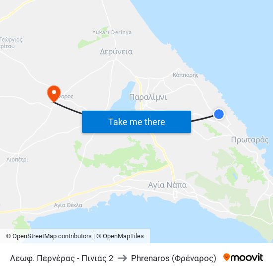Λεωφ. Περνέρας - Πινιάς 2 to Phrenaros (Φρέναρος) map