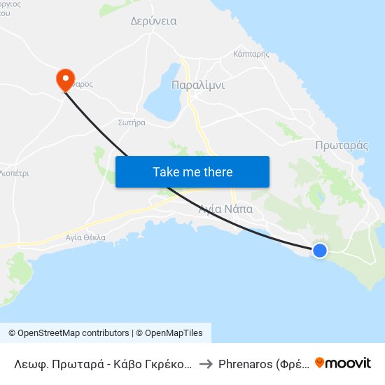 Λεωφ. Πρωταρά - Κάβο Γκρέκο - 25η Στάση to Phrenaros (Φρέναρος) map