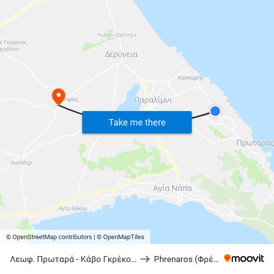 Λεωφ. Πρωταρά - Κάβο Γκρέκο - 3η Στάση to Phrenaros (Φρέναρος) map