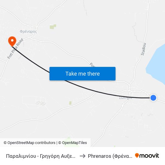 Παραλιμνίου - Γρηγόρη Αυξεντίου 2 to Phrenaros (Φρέναρος) map