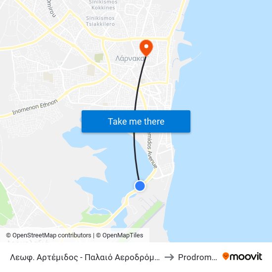 Λεωφ. Αρτέμιδος - Παλαιό Αεροδρόμιο 2 to Prodromos map