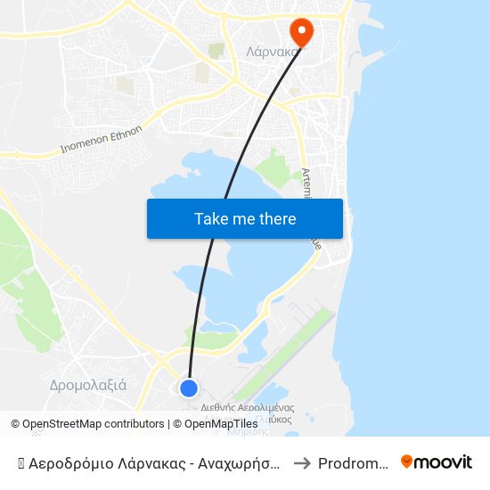✈ Αεροδρόμιο Λάρνακας - Αναχωρήσεις to Prodromos map