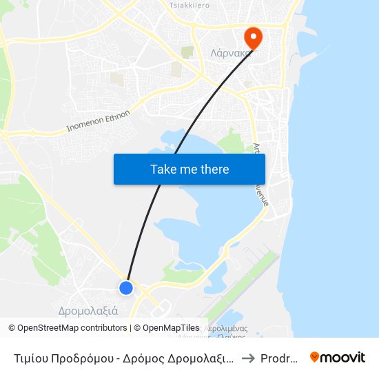 Τιμίου Προδρόμου - Δρόμος Δρομολαξιά - Αεροδρόμιο 2 to Prodromos map
