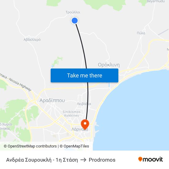 Ανδρέα Σουρουκλή - 1η Στάση to Prodromos map