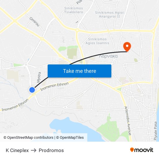 Κ Cineplex to Prodromos map