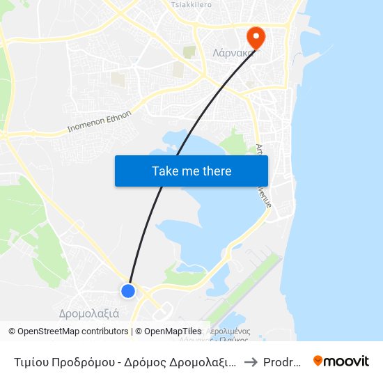 Τιμίου Προδρόμου - Δρόμος Δρομολαξιά - Αεροδρόμιο 1 to Prodromos map