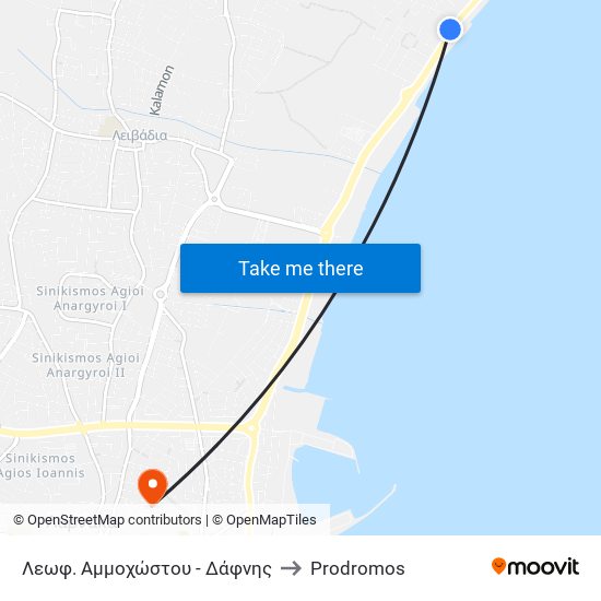 Λεωφ. Αμμοχώστου - Δάφνης to Prodromos map