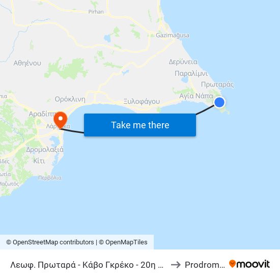Λεωφ. Πρωταρά - Κάβο Γκρέκο - 20η Στάση to Prodromos map