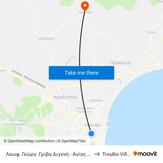 Λεωφ. Γεώργ. Γρίβα Διγενή - Αγίας Λαύρας to Troulloi Village map