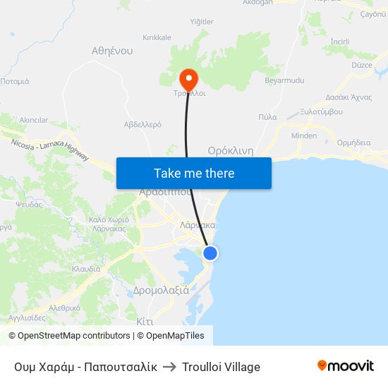 Ουμ Χαράμ -  Παπουτσαλίκ to Troulloi Village map
