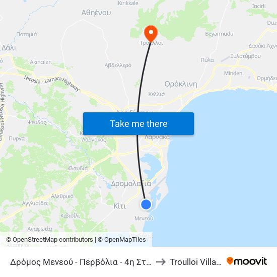 Δρόμος Μενεού - Περβόλια - 4η Στάση to Troulloi Village map