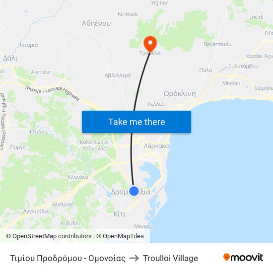 Τιμίου Προδρόμου - Ομονοίας to Troulloi Village map