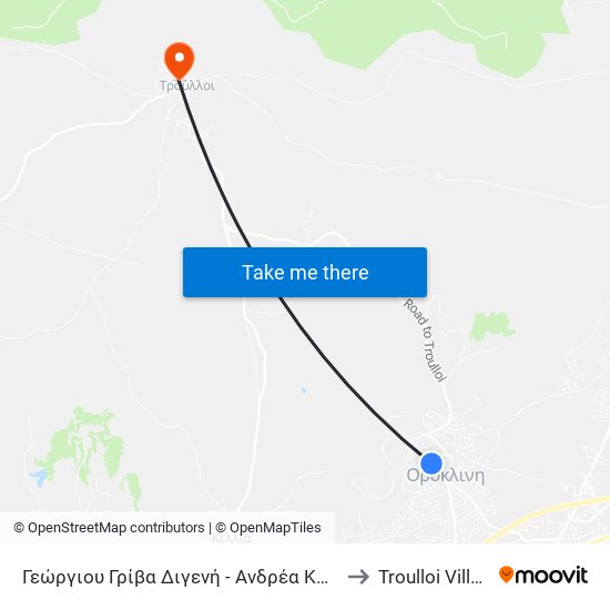 Γεώργιου Γρίβα Διγενή - Ανδρέα Κάρυου to Troulloi Village map