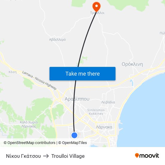 Νίκου Γκάτσου to Troulloi Village map