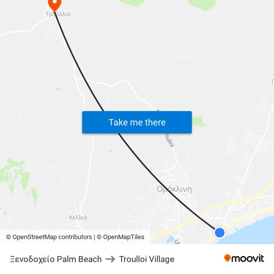 Ξενοδοχείο Palm Beach to Troulloi Village map