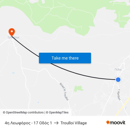 4η Λεωφόρος - 17 Οδός 1 to Troulloi Village map