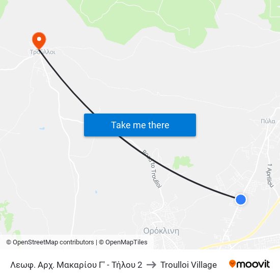 Λεωφ. Αρχ. Μακαρίου Γ' - Τήλου 2 to Troulloi Village map